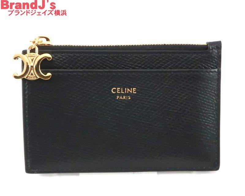♥ セリーヌ ジップ付きカードホルダー トリオンフチャーム 10M083 フラグメント コインケース ブラック CELINE | 33705