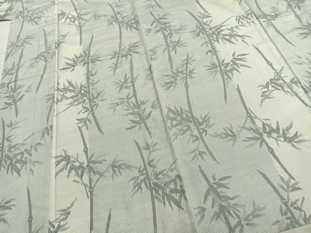 平和屋着物▽本場大島紬 白大島 単衣 笹竹文 正絹 逸品 AABC0459fy