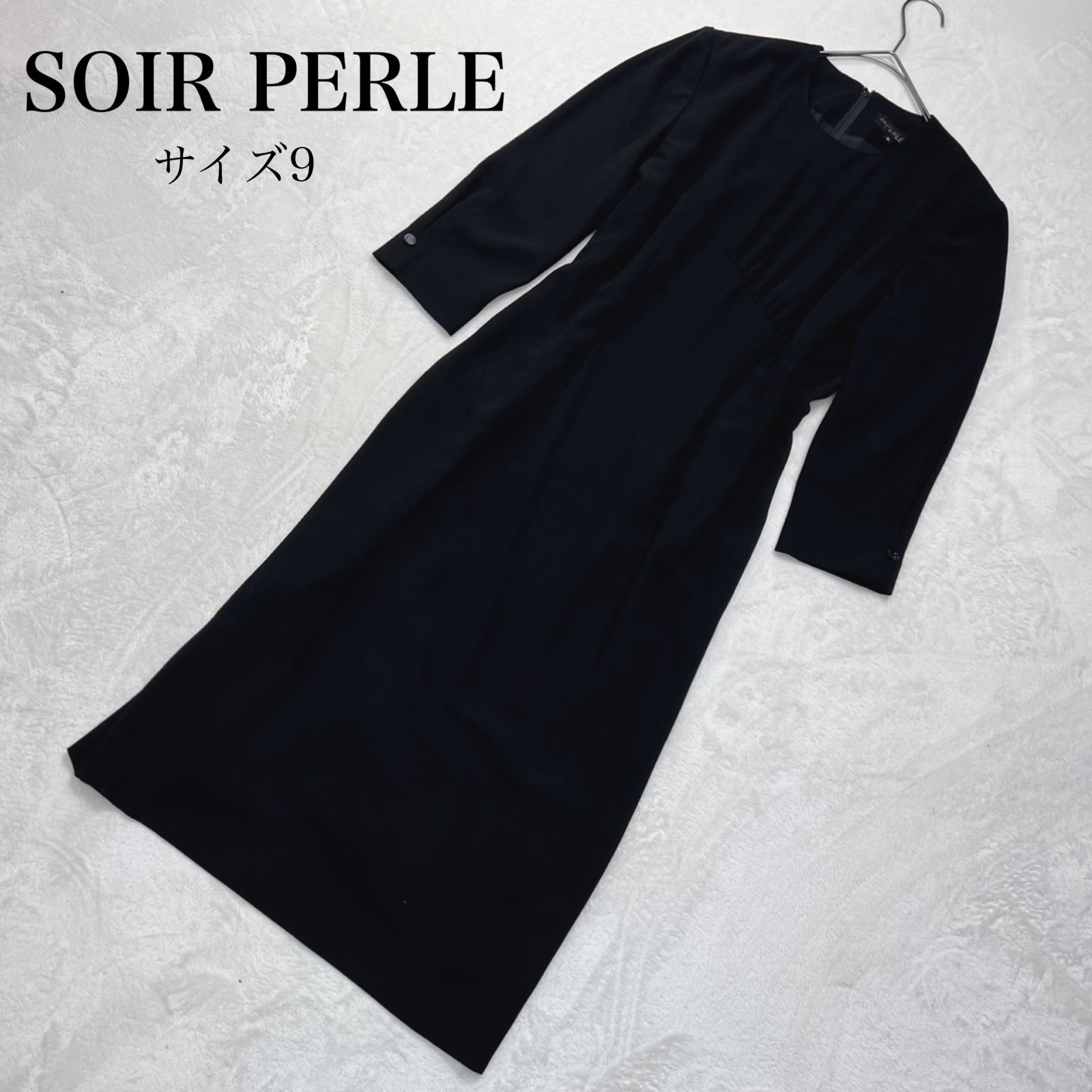 美品】SOIR PERLE ( ソワールペルル ）ブラックフォーマルワンピース