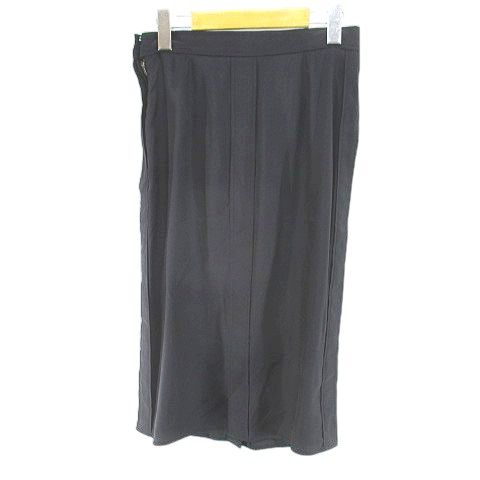 イヴサンローラン YVES SAINT LAURENT 膝丈 タイトスカート スカート 絹 シルク 38 黒系 ブラック フランス製 スリット 無地