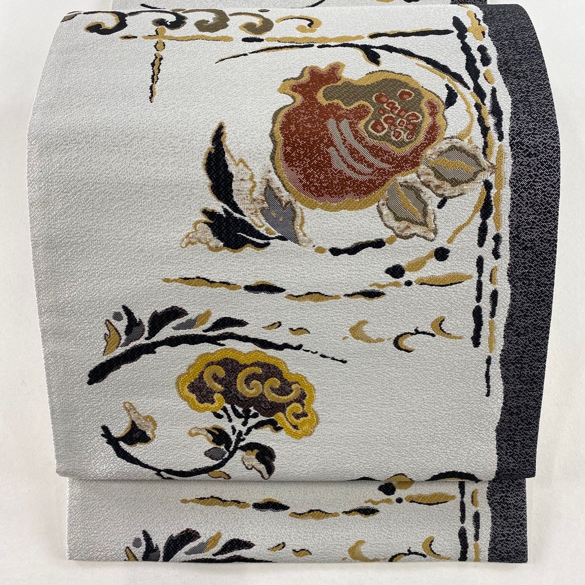 ※R7SK734 袋帯 紗 夏帯 白 グレー シルバー 草花 六通柄 R7SK734 袋帯 紗 夏帯 白 グレー シルバー 草花 六通柄 R7SK734