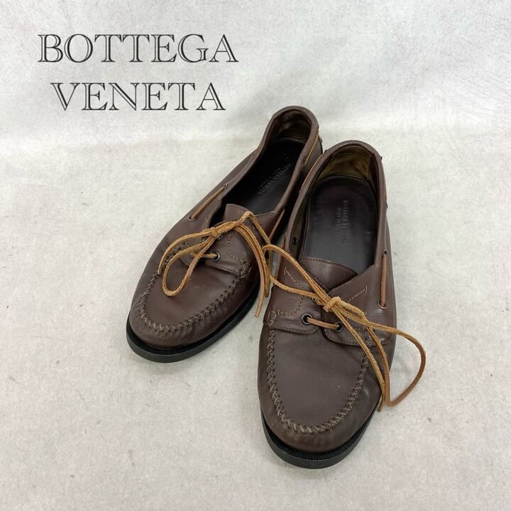 Bottega Veneta ボッテガベネタ レザー デッキシューズ 革靴 42 ブラウン 27cm メンズ 靴
