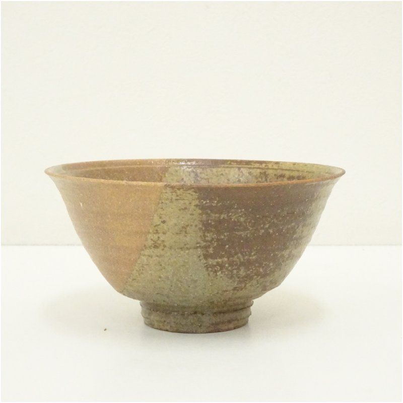 京焼 大石督幸造 伊羅保片身替茶碗（共箱） 茶道 抹茶 おしゃれ