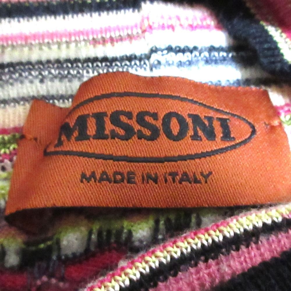 美品 MISSONI ミッソーニ ボーダー ハイネック 長袖 ニット サイズ44 マルチカラー レディース 古着 中古 MISSONI - 美品 MISSONI ミッソーニ ボーダー ハイネック 長袖