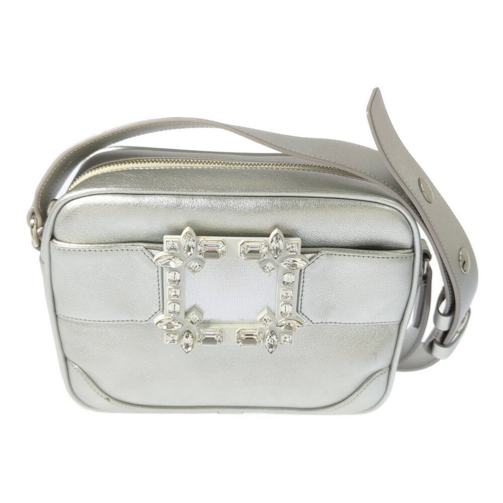 想像を超えての ロジェヴィヴィエ Vivier Roger メタリック ビジュー レザー バッグ