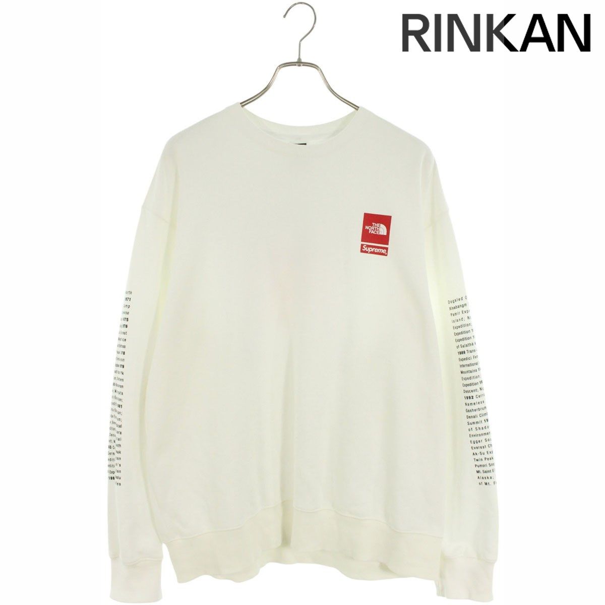 シュプリーム ×ノースフェイス THE NORTH FACE  24SS  Crewneck NT02411I ロゴプリントクルーネックスウェット メンズ L