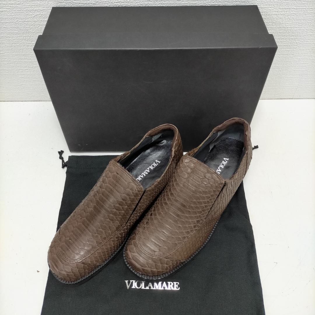 VIOLAMARE ビオラマーレ ヘビ革 レッドパイソン ブラウン 1シューズ ２３㎝ 250528-3T