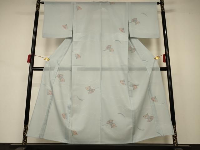 平和屋着物＊夏物　小紋　絽　扇子芝文　洗える着物　AABB2569jd 平和屋着物＊夏物 小紋 絽 扇子芝文 洗える着物 AABB2569jd