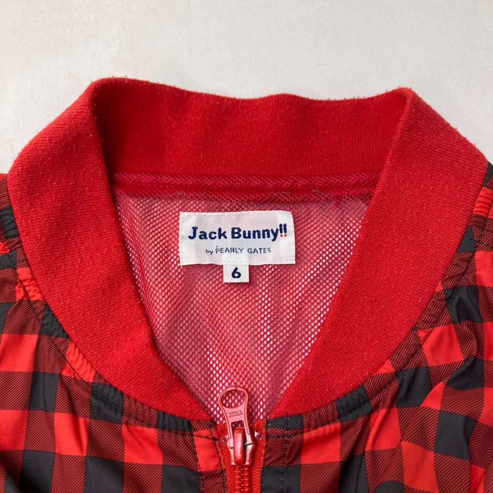 サイズ：6 JACK BUNNY ジャックバニー  裏メッシュ ジップジャケット チェック柄 レッド系 [240101448444] ゴルフウェア メンズ ストスト JACK BUNNY ジャックバニー 裏メッシュ ジップジャケット