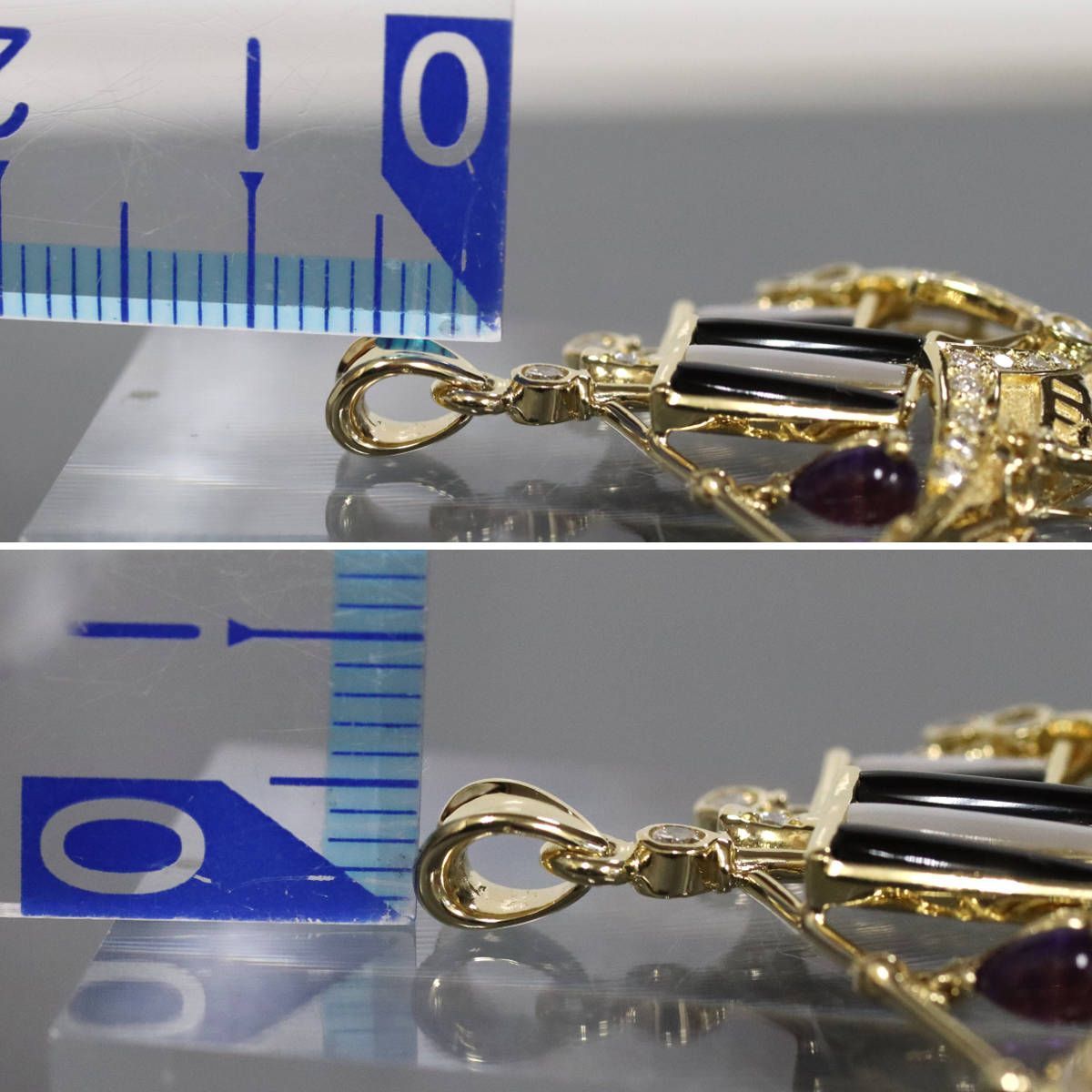 K18ダイヤモンドアメジストペンダントトップ D0.43 6.1g 帆船モチーフ  