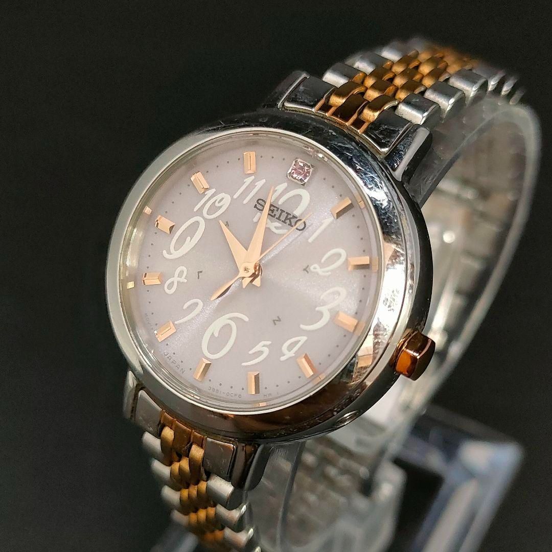 美品 稼働品 SEIKO セイコー 1Pダイヤ インデックス ピンク
