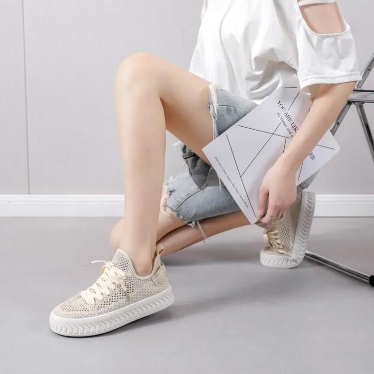 【✩】ベージュ厚底暖かい女性の靴 在庫問合せ商品】厚底スニーカー (ベージュ) | HOS NOW