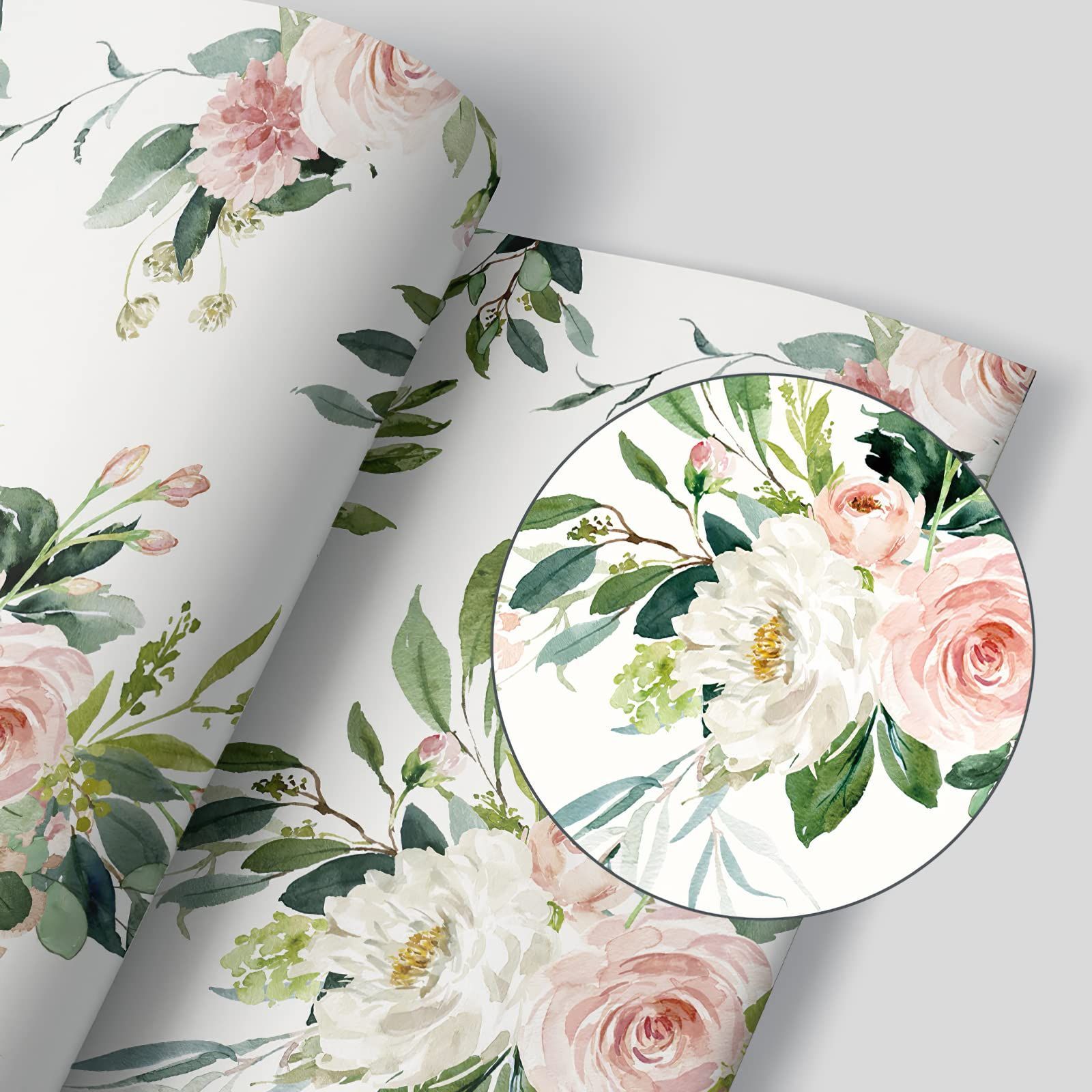 Color:K Homya 壁紙シール 花柄 剥がせる 壁紙 防水 リメイクシート 44cm*10m 北欧風 厚手