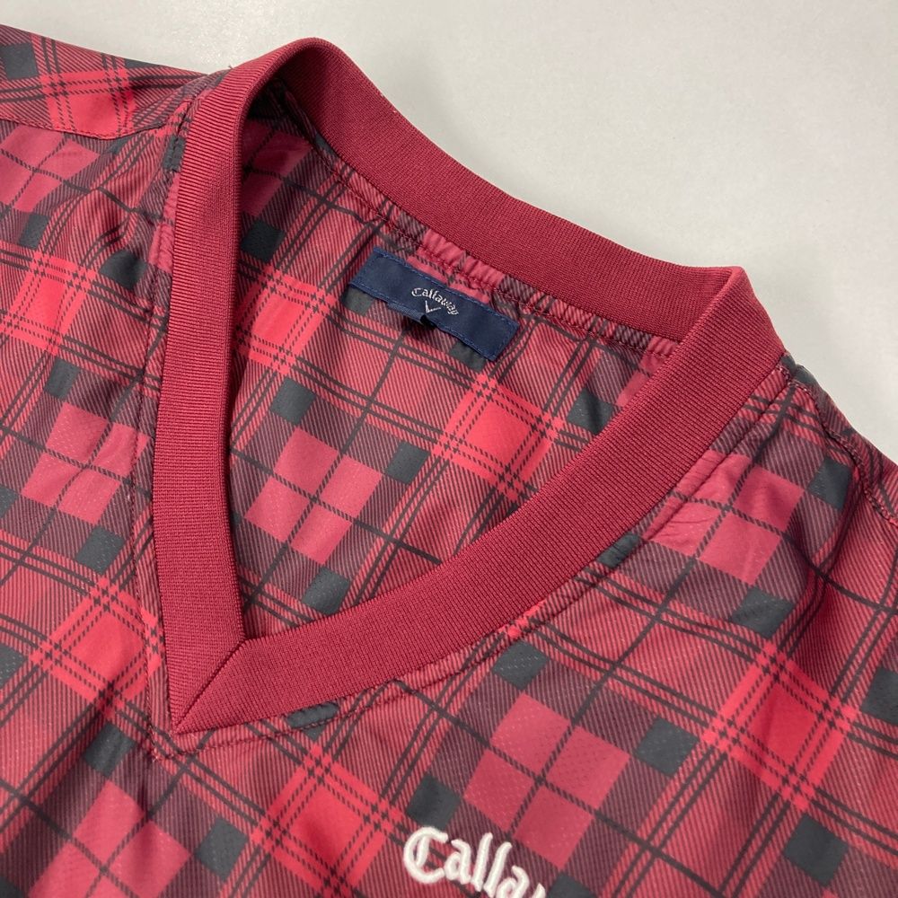 激安大特集。 サイズ M CALLAWAY キャロウェイ 2WAY 中綿ジャケット ブルゾン チェック柄 レッド系 240101520369 ゴルフウェア メンズ ストスト