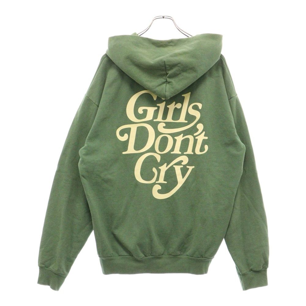 Girls Don't Cry (ガールズドントクライ) LOGO HOODIE ロゴプリントプルオーバーフーディパーカー グリーン