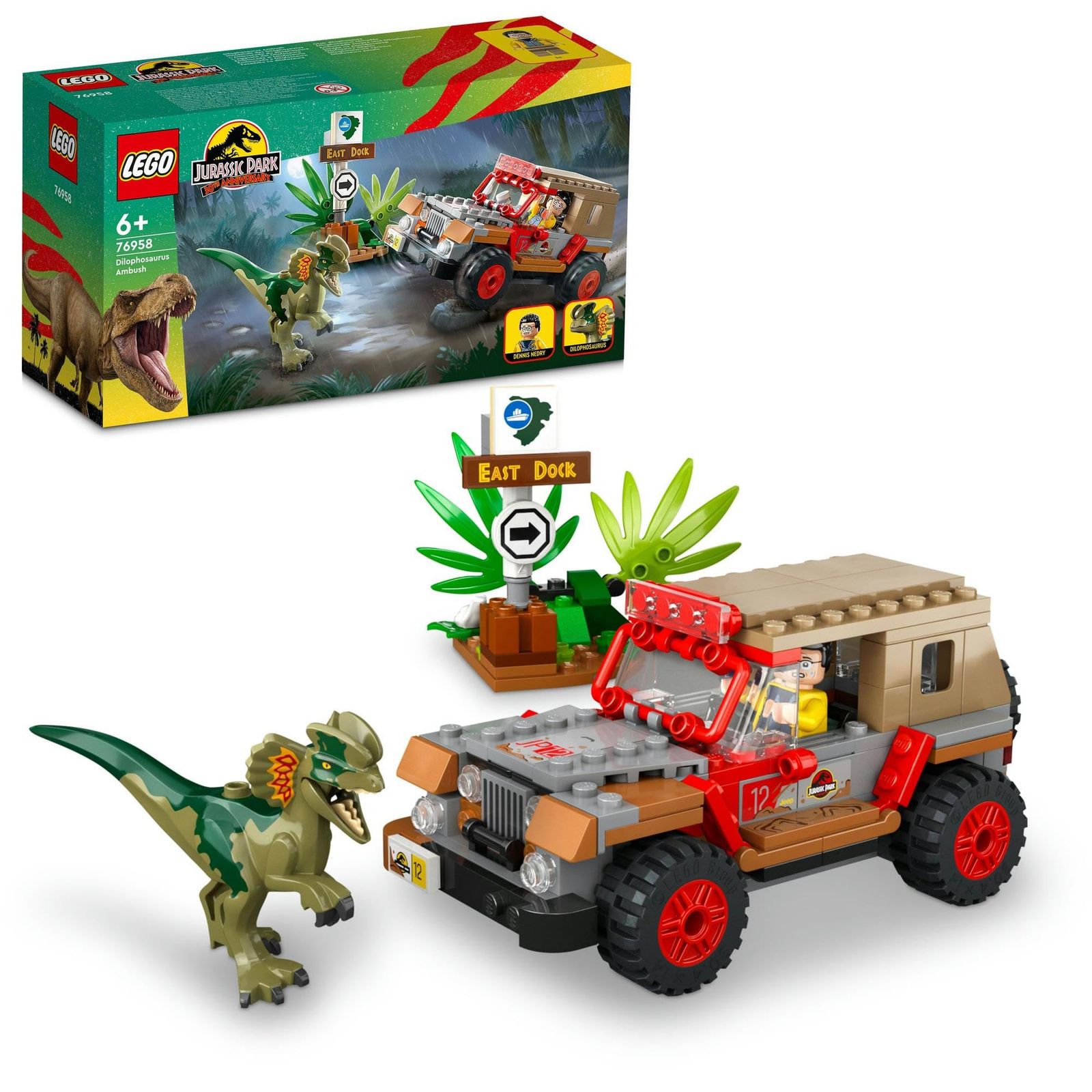 レゴ(LEGO) ジュラシック・ワールド ディロフォサウルスの襲撃 おもちゃ 玩具 プレゼント 誕生日 ブロック 知育 クリスマス 男の子 女の子 子供 6歳 7歳 8歳 9歳 恐竜 動物 生き物 76958 [ディロフ