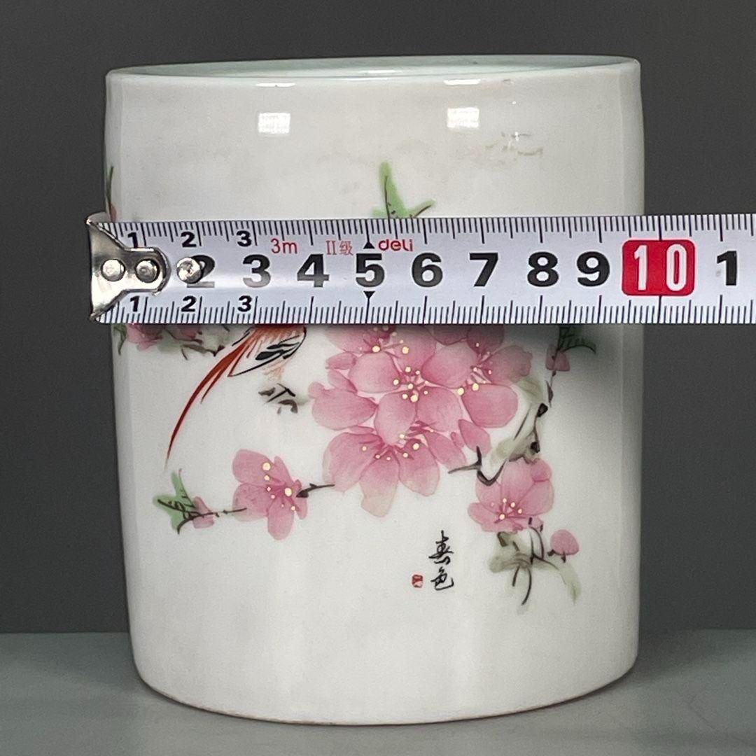 パステル蒔絵花鳥多稜天平球 装飾品 現代工芸品 美術品 置物 パステル花鳥紋の筆箱 景徳鎮 陶磁器 装飾品 現代工芸品 美術品