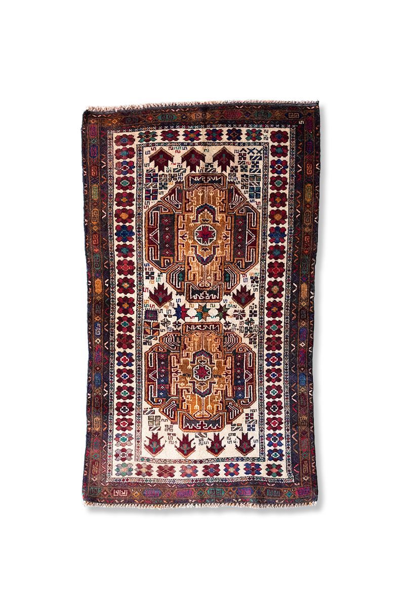 136 x 80cm　00s TRIBAL RUG by Baloch　アフガンラグ　トライバルラグ　バルーチ　手織り