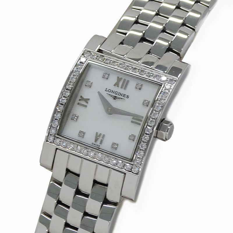 ロンジン LONGINES ドルチェビータ L5.166.0 時計 レディース ブランド シェル ダイヤモンド クオーツ QZ ステンレス SS シルバー スクエア 磨き済み