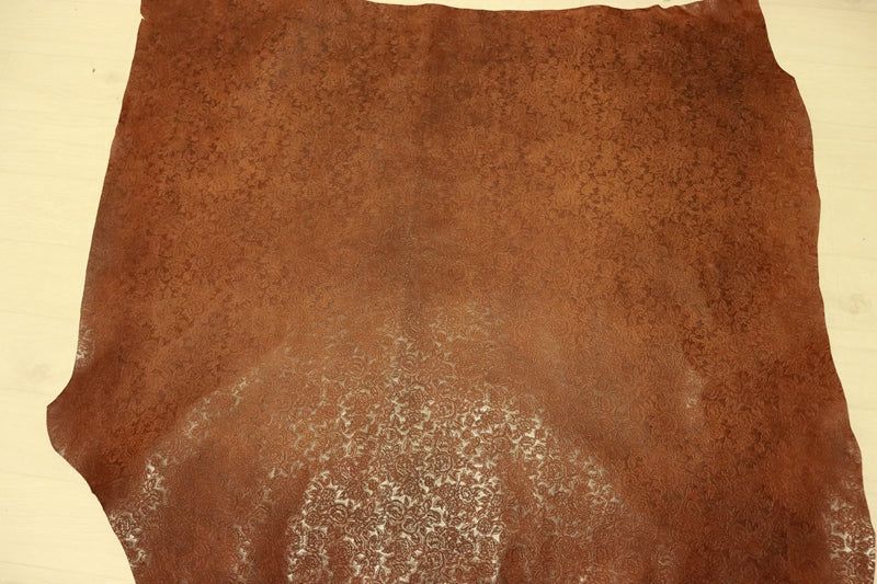 チョコブラウン]イタリアンレザー 牛革 ヌメ革 ショルダー フローラ型