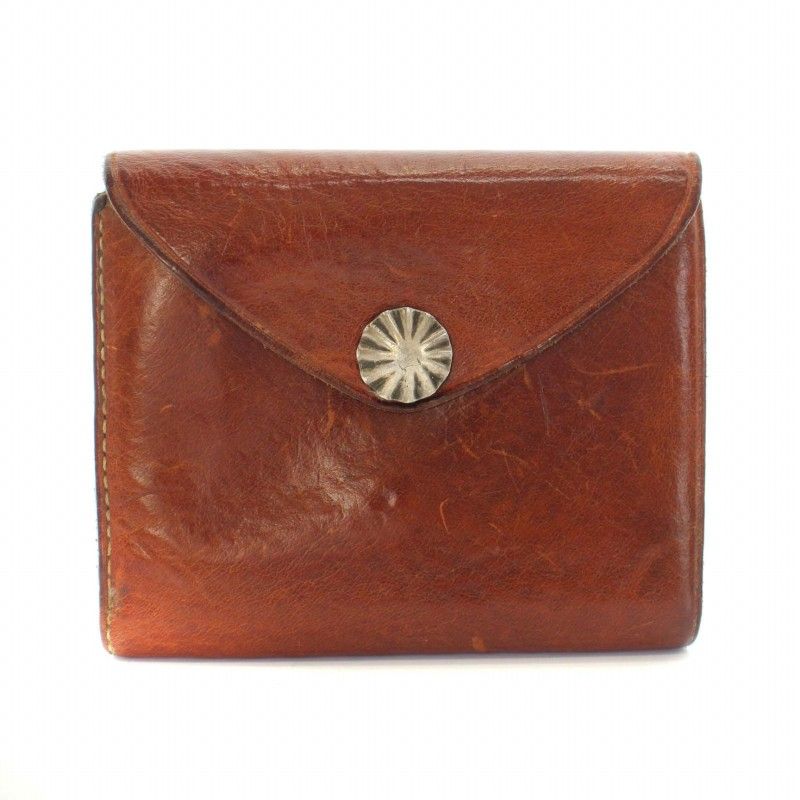 ダブルアールエル RRL ラルフローレン レザーコンチョウォレット LEATHER CONCHO WALLET 財布 三つ折り 小銭入れ レザー 茶 ブラウン /YT D