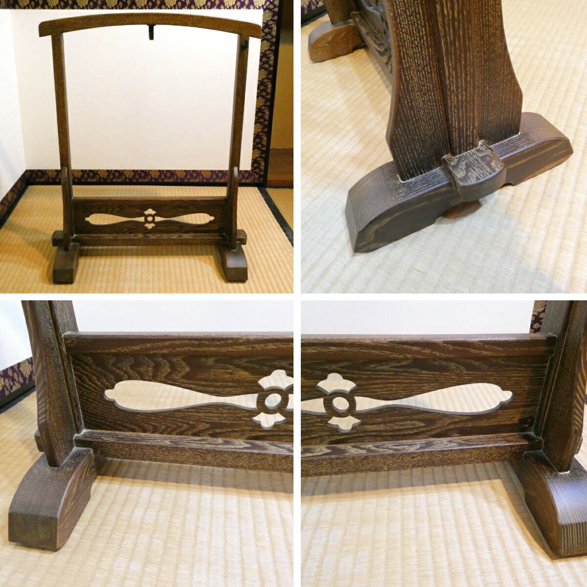 茶道具 水屋道具 銅鑼 桑 銅鑼枠 銅鑼 銅 化粧箱 銅鑼（どら）・銅鑼枠（