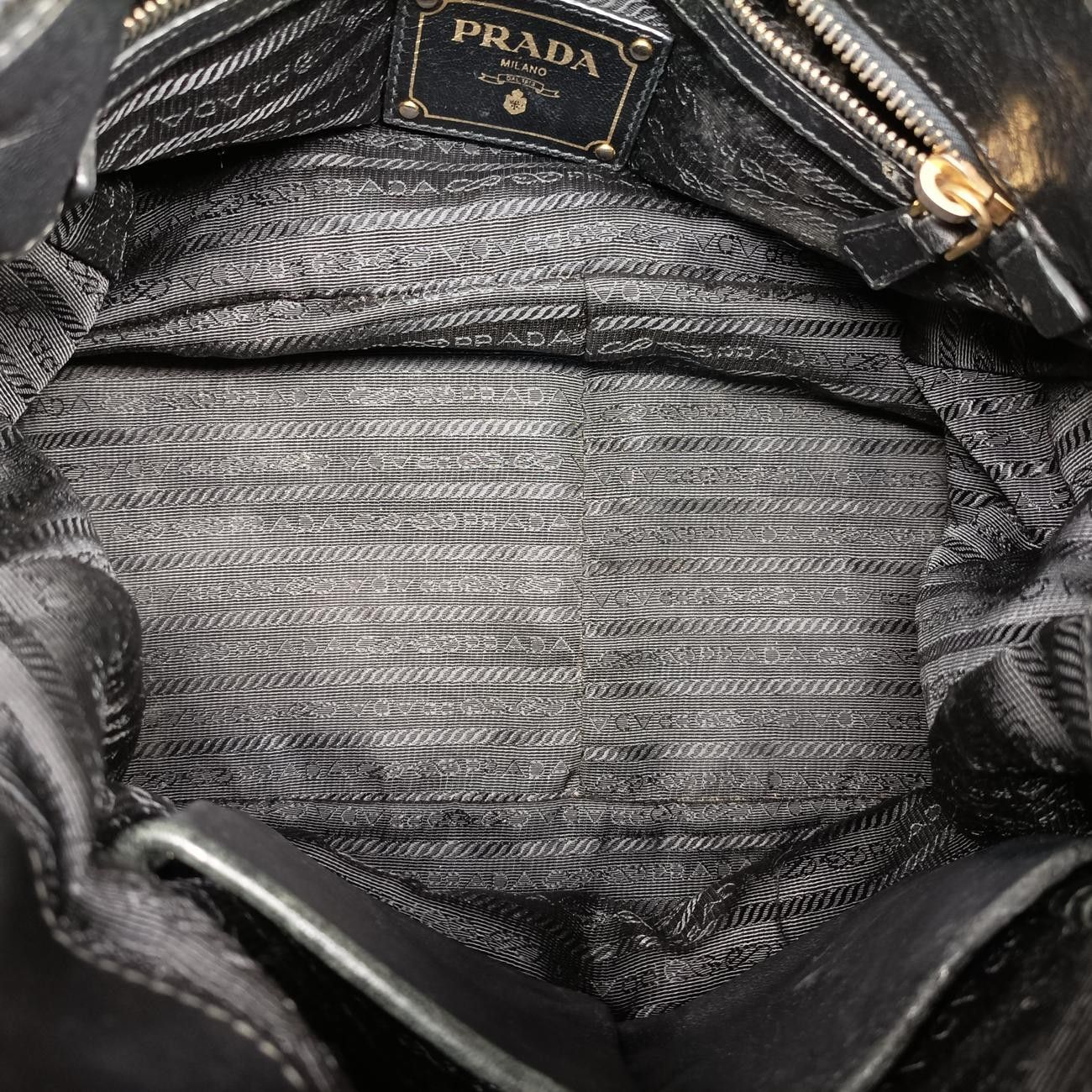 プラダPradaギャザーブラックレザーBN133614 DECORATOM_COM_BR