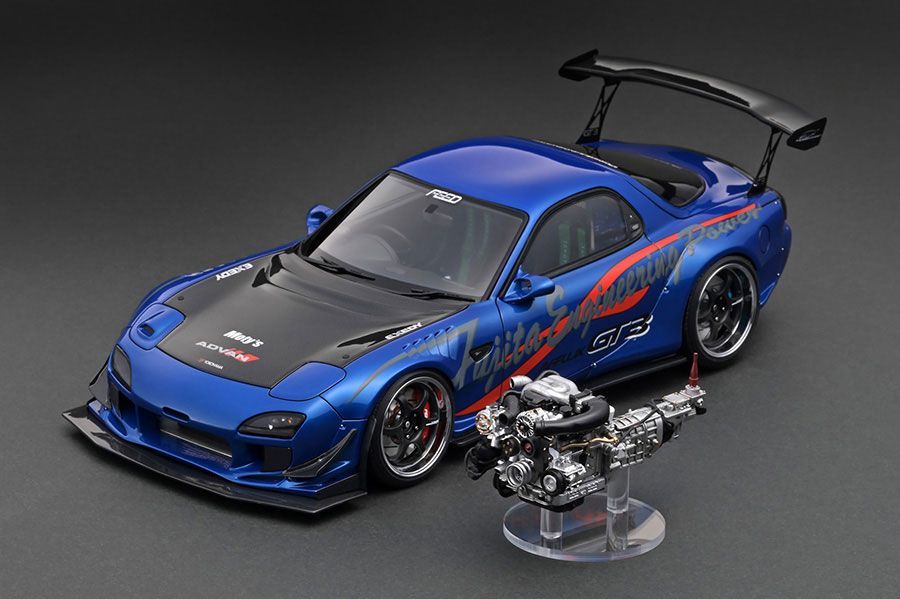 イグニッションモデル 1/18 FEED Afflux GT3 RX-7 FD3S ブルーメタリック エンジン付き ignition model 1/18  FEED Afflux GT3 FD3S Blue Metallic With Engine - メルカリ