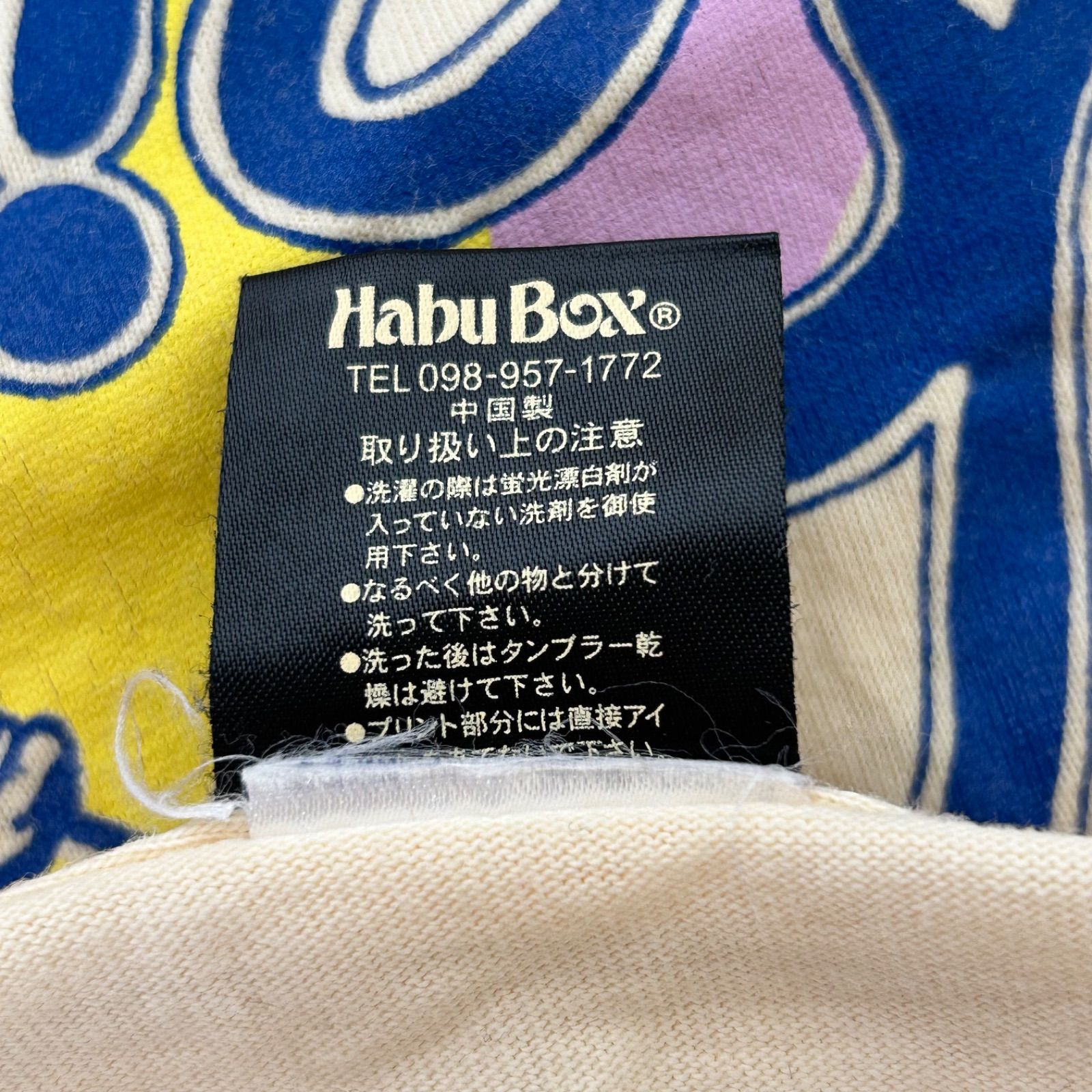 (^w^)b Habu Box ハブボックス クルーネック 半袖Tシャツ コットン 綿100% kajimaya サーフィン 風車 97 バックプリント 沖縄 ラフ リラックス カジュアル ベージュ系 メンズ サイズM