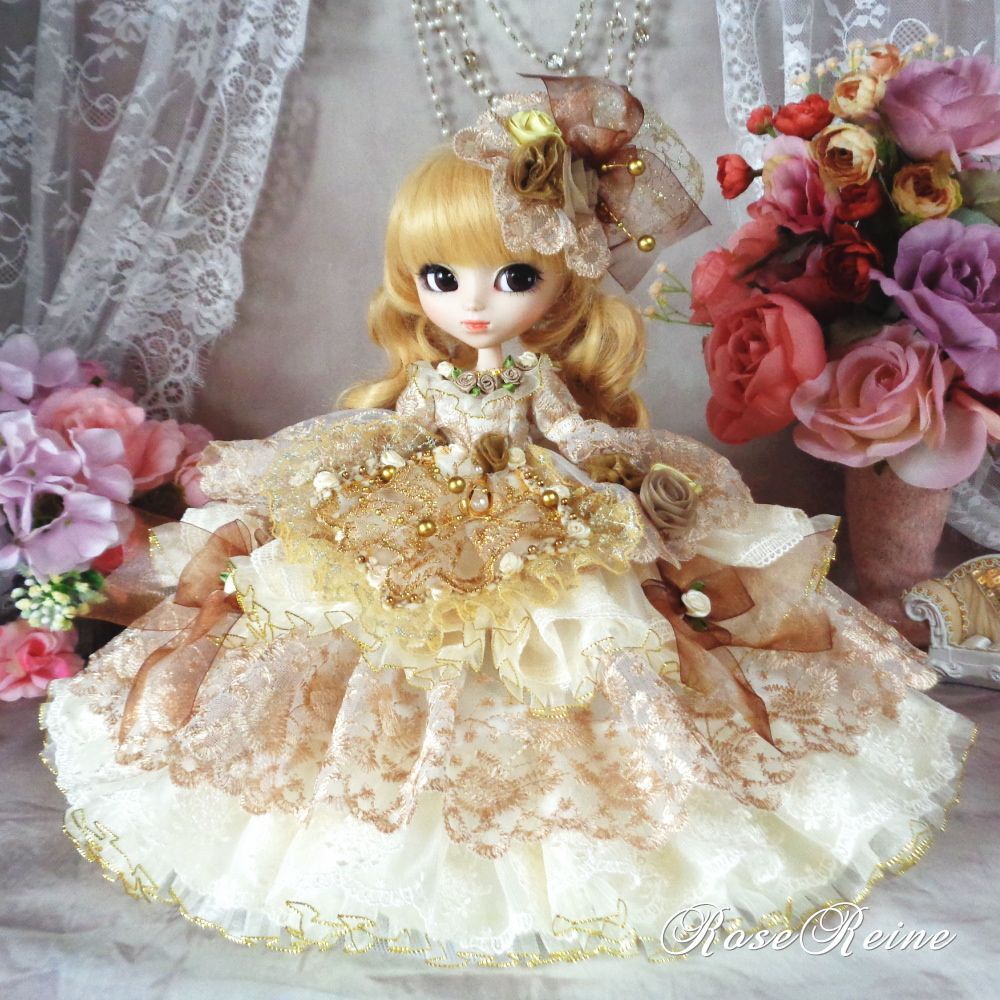 ベルサイユの薔薇 エアリーシャンパンゴールドのボリュームフリルドールドレス ベルサイユの薔薇 エアリーシャンパンゴールドのボリューム