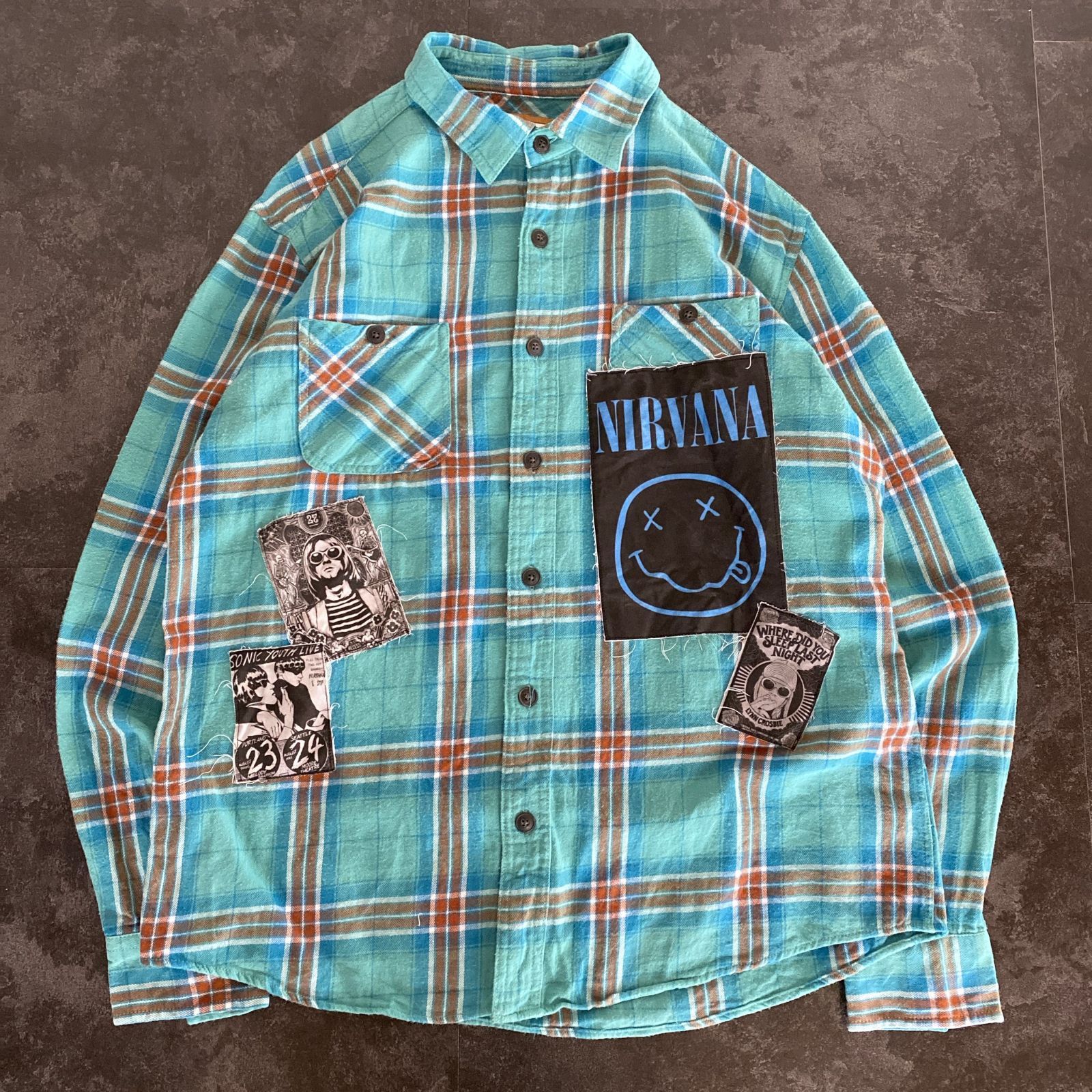 Remake】NIRVANA ニルヴァーナ Kurt Cobain カートコバーン チェック柄 