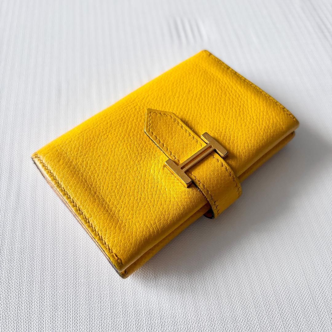 良好 美品『エルメス』べアン ミニ イエロー ゴールド 黄色 カード  