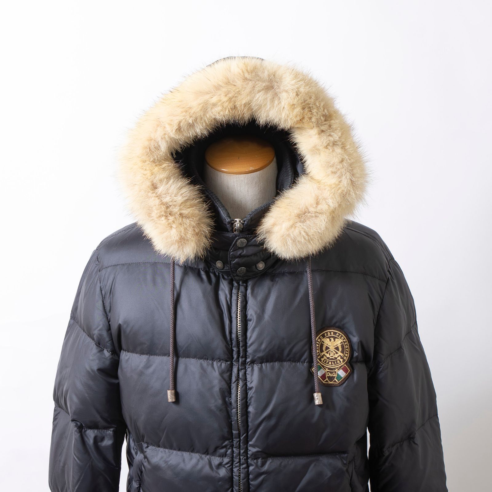 極美品 ドルチェ&ガッバーナ 中綿 ロングジャケット フード着脱可 44 DOLCE&GABBANA ドルチェ&ガッバーナ ドルガバ ムートンジャケット