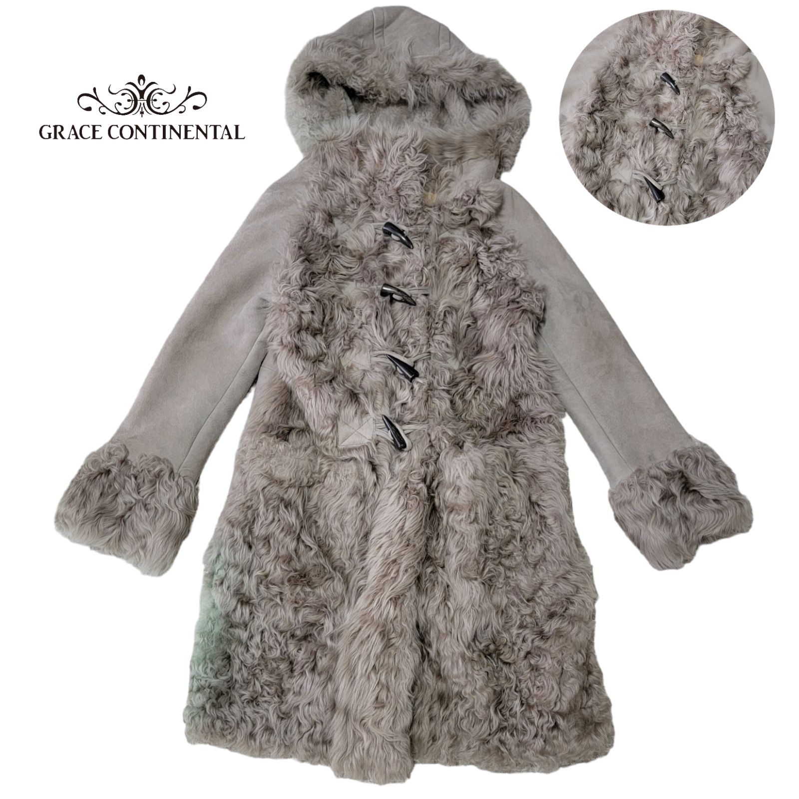 グレースコンチネンタル ムートン ダッフルコート サイズ36 色グレー