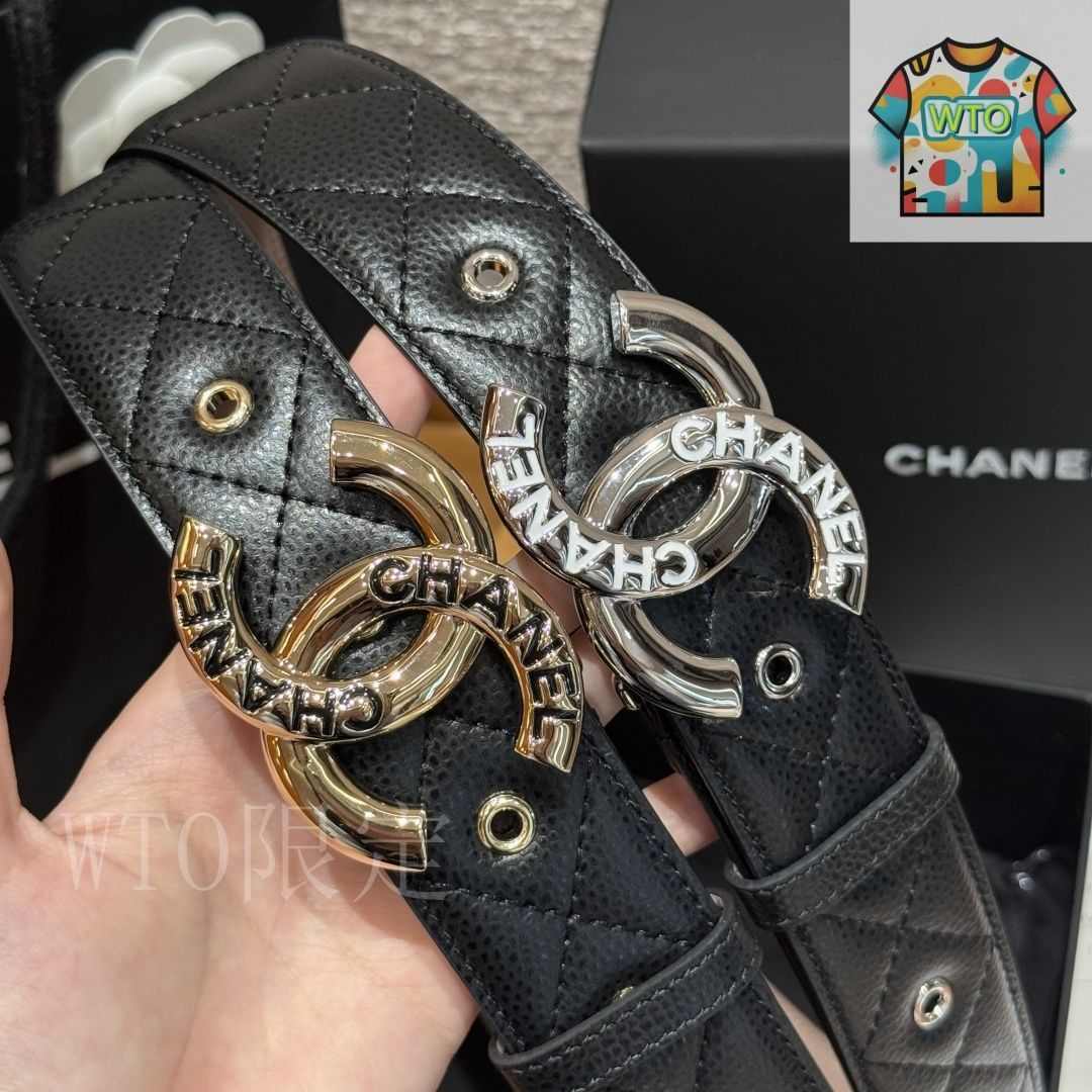 【 極美品 】 シャネル　ツイード　ベルト　スクエアバックル　黒　正規品 24112514.jpg