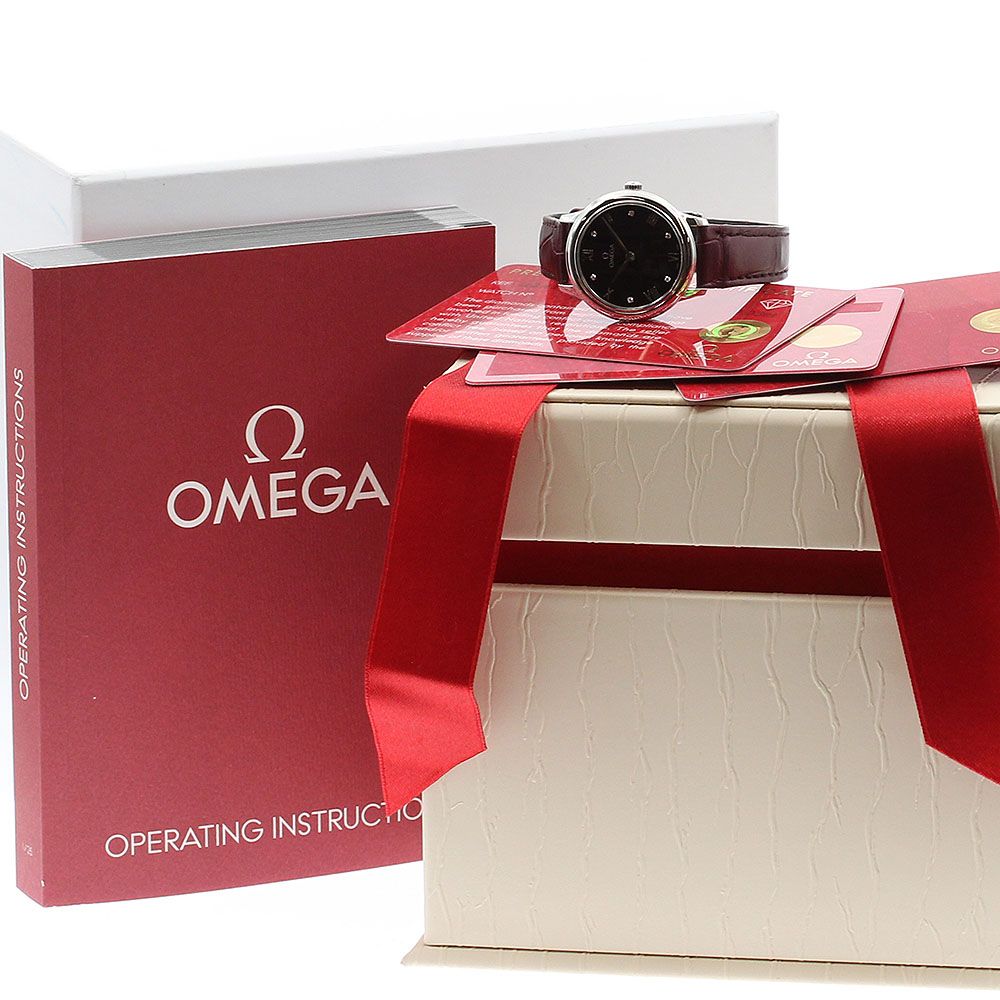 オメガ OMEGA 434.13.28.60.61.001 デビル プレステージ 6Pダイヤ クォーツ レディース 箱 保証書付き_913917