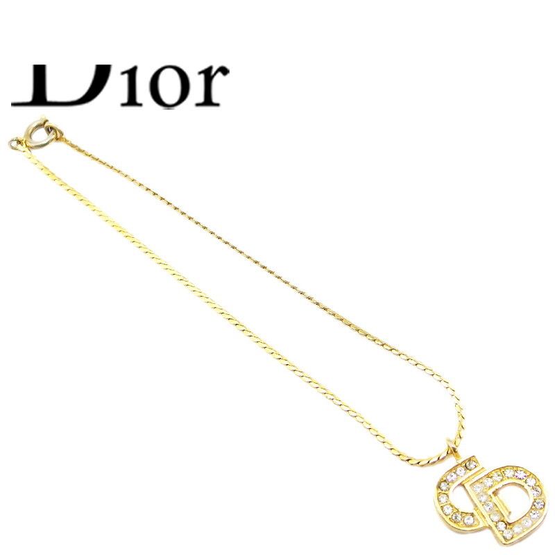 ディオール Dior ブレスレット CDマーク ラインストーン付き ゴールド