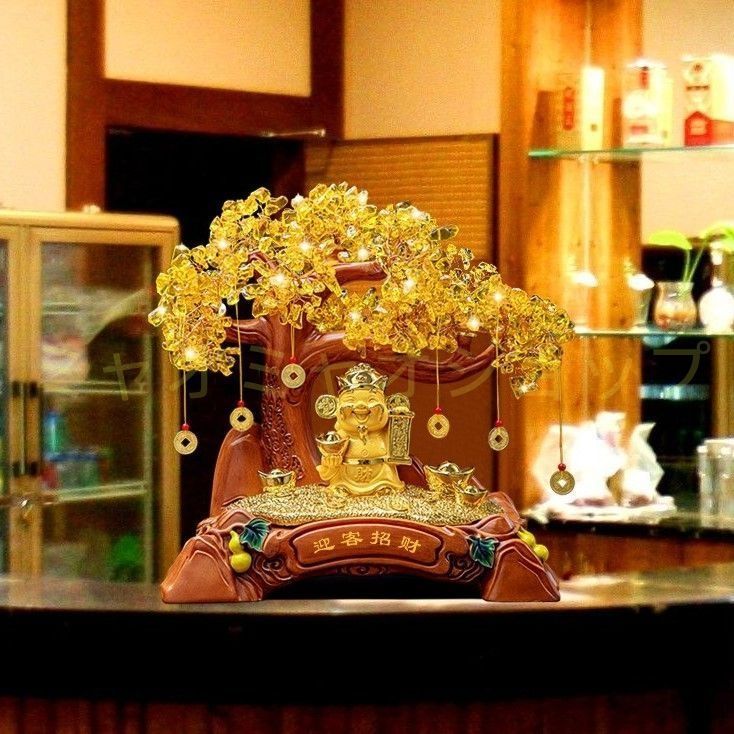 招財樹 クリスタルツリー 金のなる木 金 黄金 ゴールド 特大 富 繁栄 オブジェ 置物 インテリア 玄関 風水 縁起物 贈り物 プレゼント 樹脂素材 感 運 開運 商売繁盛 NEXPOTALLINN_EU
