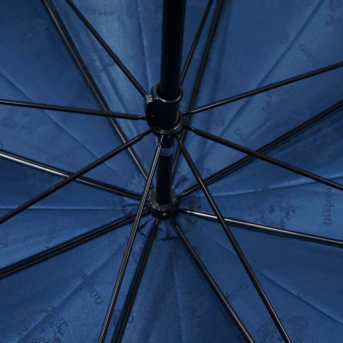 紳士傘 Orobianco オロビアンコ ブランド 総柄 コロナロゴ 木製手元 ブルー 65 cm S 3283