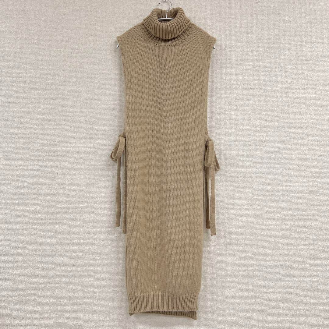 _Fot フォート ベビーアルパカ ニットワンピース ロングベスト タートルネック リブ ベージュ