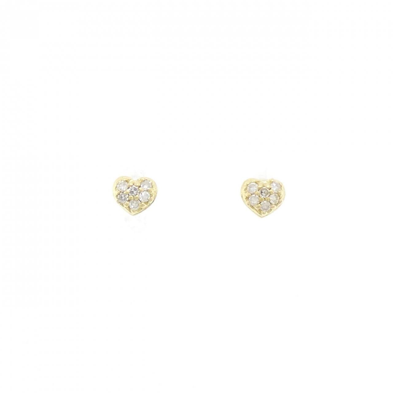 K18YG ハート ダイヤモンド ピアス 0.10CT
