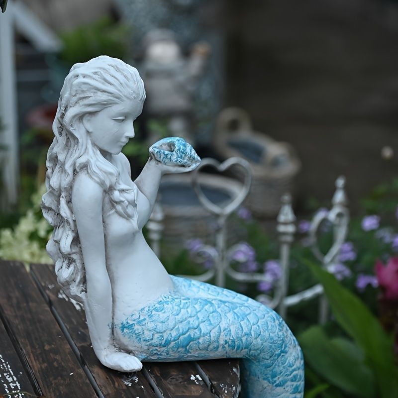 置物 オブジェ ガーデンオーナメント 人魚 屋外 庭 デコレーション 樹脂 ガーデニング雑貨 ガーデンオブジェ インテリア かわいい マーメイ