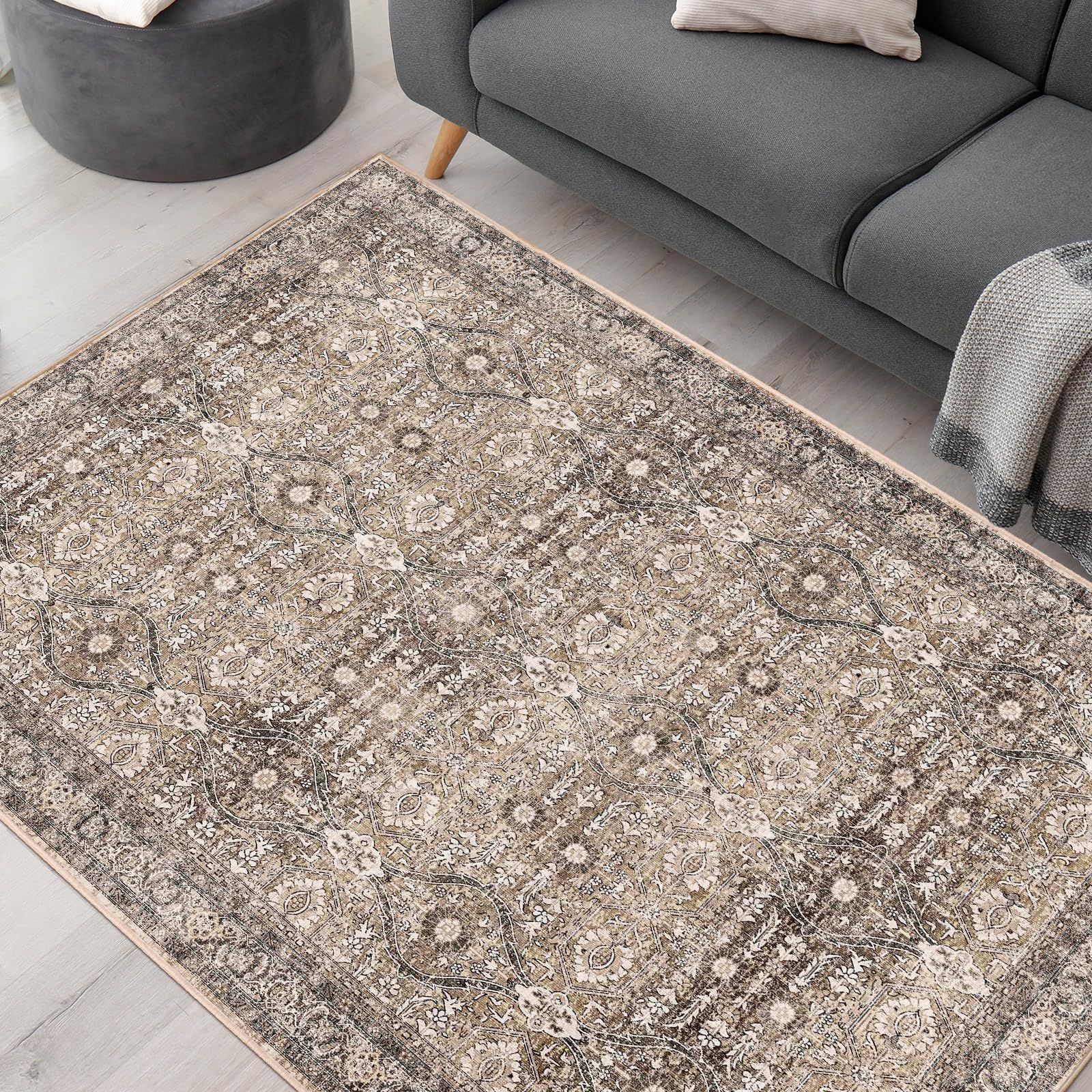 ペルシャ柄ラグ ラグ カーペット ペルシャ風絨毯 大判 130×190cm 3畳相当 ｜洗える 滑り止め 低反発 防音 床暖房対応｜ 抗菌防臭 防ダニ｜北欧 幾何学 デザイン エスニック風 インテリア 北欧 チェアマット マット｜リビング オフィス オールシ