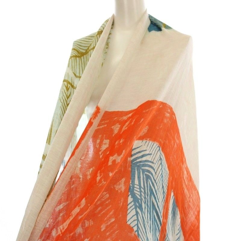 INOUITOOSH イヌイトゥーシュ ストール シルク混 ショール 白 オレンジ