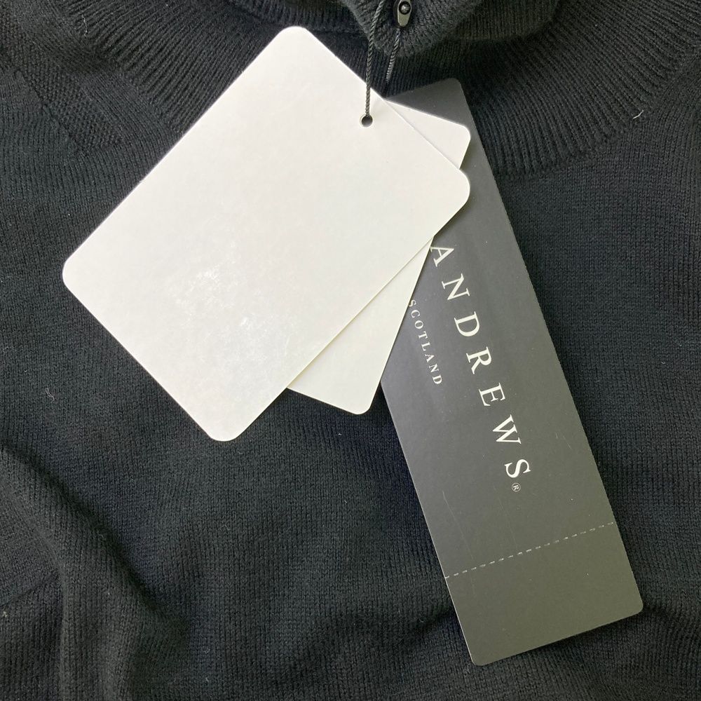 サイズ：LL ST ANDREWS セントアンドリュース  長袖ニットセーター  ブラック系 [240101487926] ゴルフウェア メンズ ストスト サイズ：LL ST ANDREWS セントアンドリュース 長袖ニット