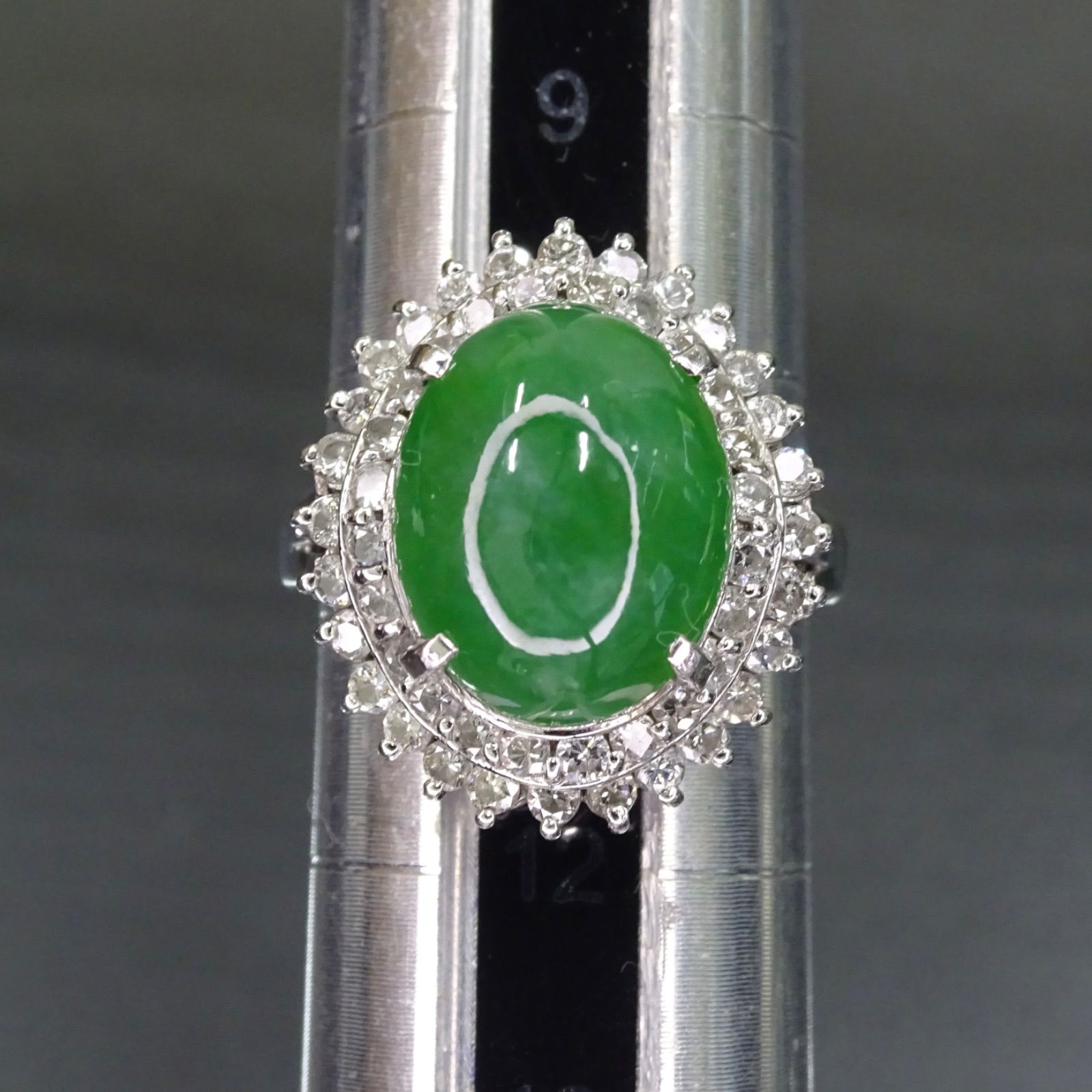 プラチナ pt900 天然翡翠(ひすい ヒスイ)1.80ct 天然ダイヤモンド0.84 