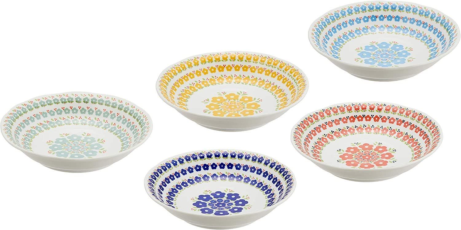 新品 エールネット(Ale-net) カレー皿 パスタ皿 プレート 5枚セット 直径21.6cm×高さ4.6cm メリーゴーランド カレー皿 5客セット 磁器 美濃焼