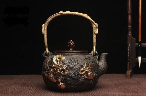 新入荷◆鉄器 茶壺 手彫り鉄壺 鉄やかん 鉄分補給 鉄器茶道具