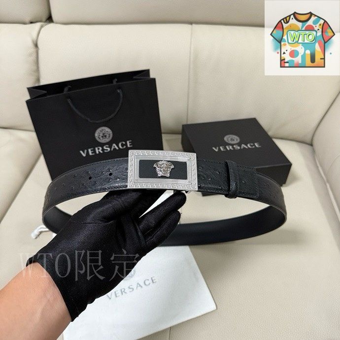 ［新品未使用］VERSACE ブラックレザー ベルト メデューサヘッド 今日特価】Versace MEDUSA ヘッドレザーメンズベルト-2 - メルカリ