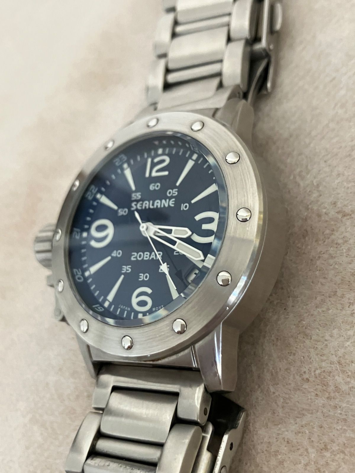 げ 稼働 SEALANE 2415 SE 42 QZ ブルー文字盤 メンズ クォーツ 腕時計